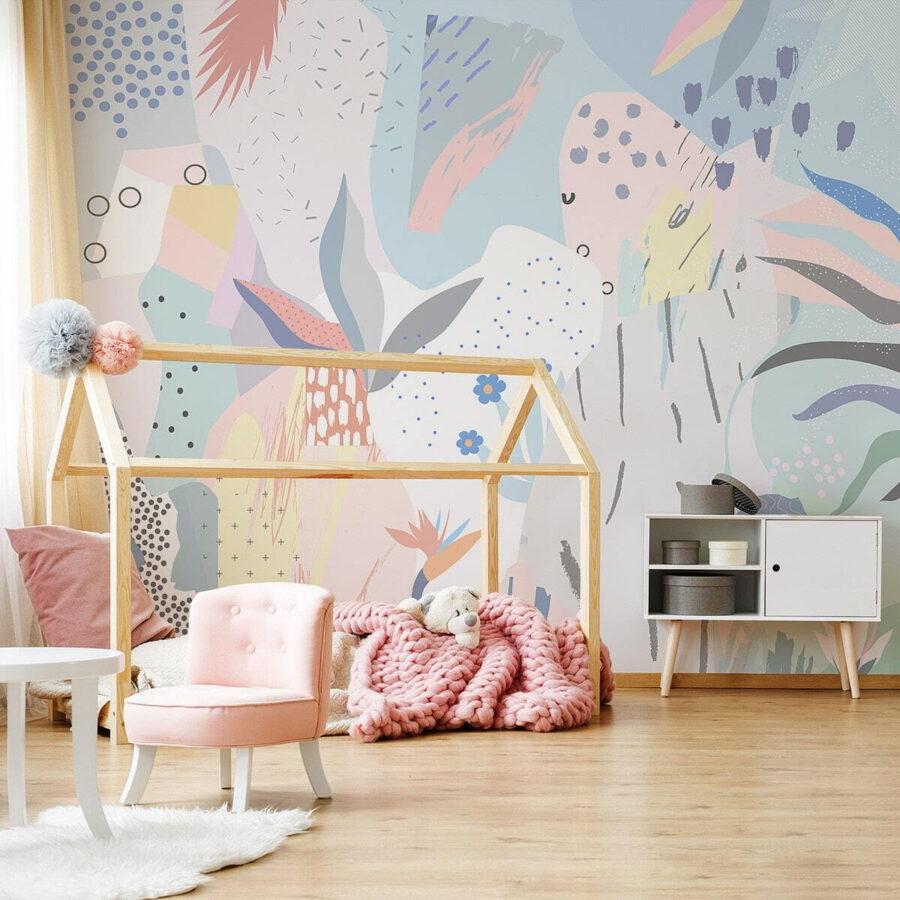 Colorful art with different shapes and colors