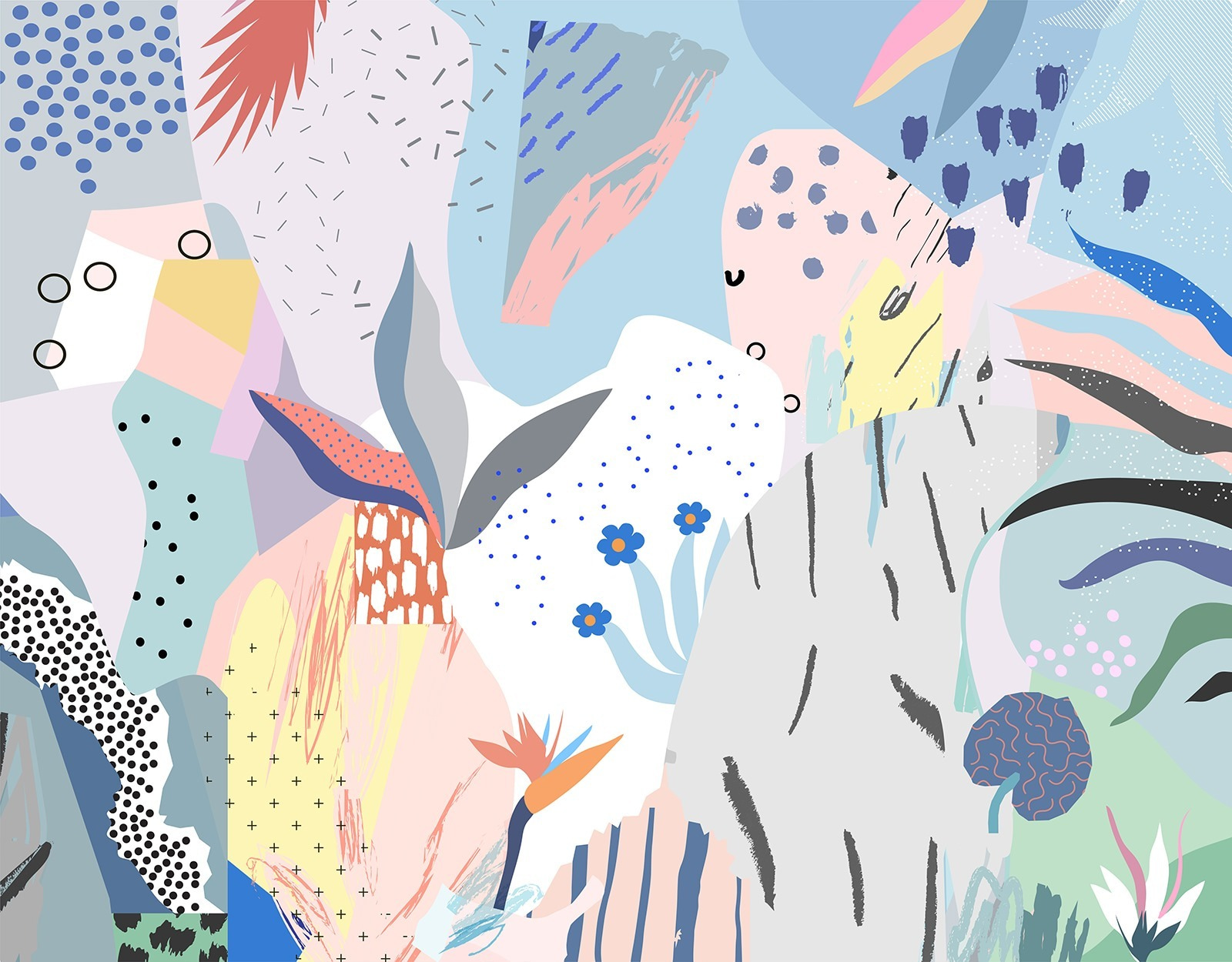 Colorful art with different shapes and colors