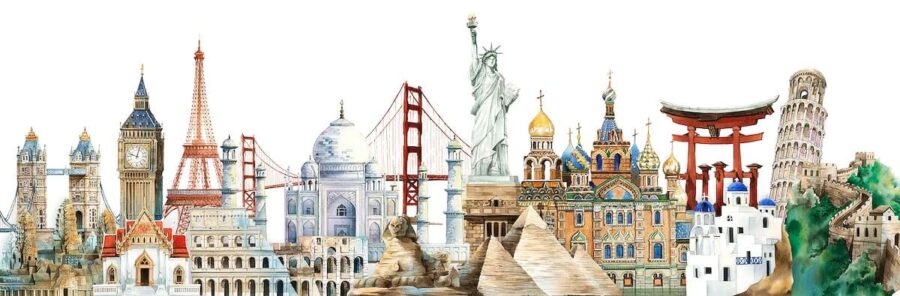 Watercolor of a famous landmark