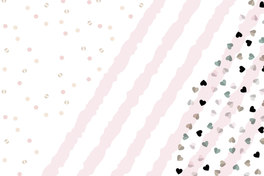 Pink and white striped background with small hearts
