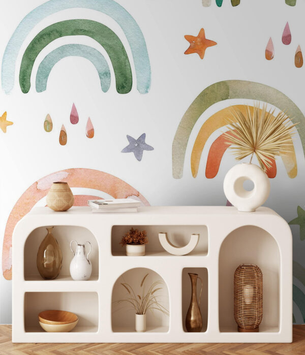 Pattern of watercolor rainbows and stars Pattern of watercolor rainbows and stars