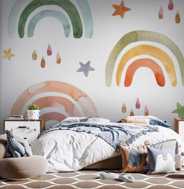 Pattern of watercolor rainbows and stars Pattern of watercolor rainbows and stars