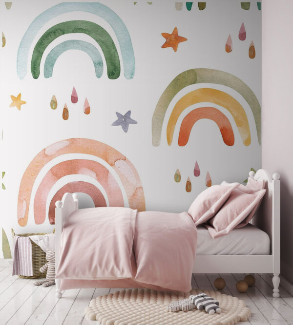 Pattern of watercolor rainbows and stars Pattern of watercolor rainbows and stars