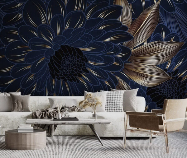 Wall murals Elegant floral design on dark background (SKU: u72140) Wall murals Wall murals Elegant floral design on dark background (SKU: u72140)