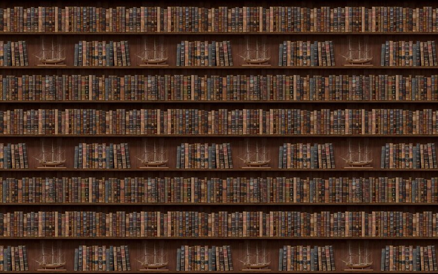 Wall murals Wall of books with boats on them - Image 4