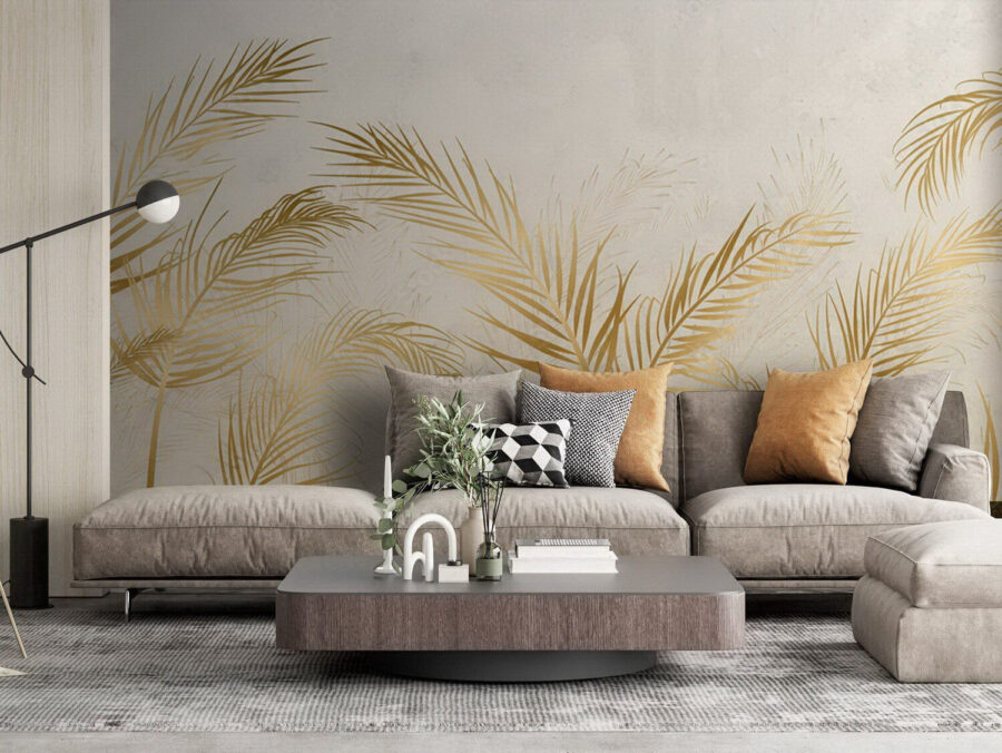 Elegant Palm Leaves on Neutral Background Elegant Palm Leaves on Neutral Background