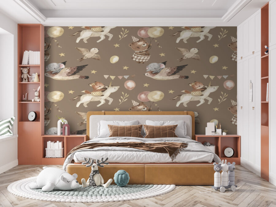 Pattern of animals and balloons