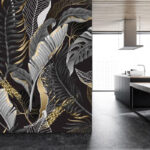 Wall murals Lush tropical foliage with shimmering accents