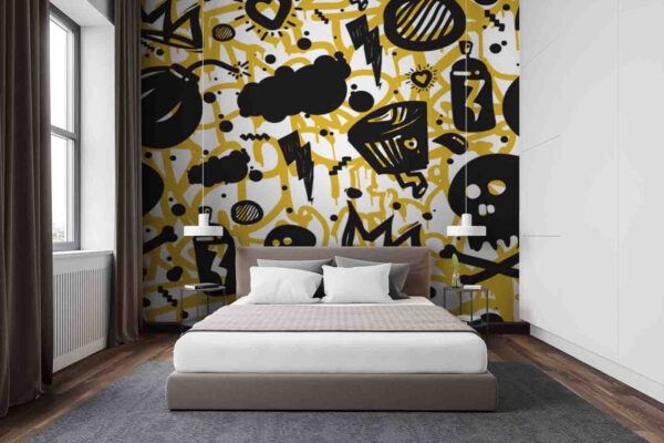 Pattern of graffiti and objects Pattern of graffiti and objects
