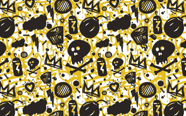Pattern of graffiti and objects Pattern of graffiti and objects