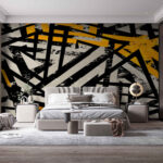 Wall murals Black and yellow pattern