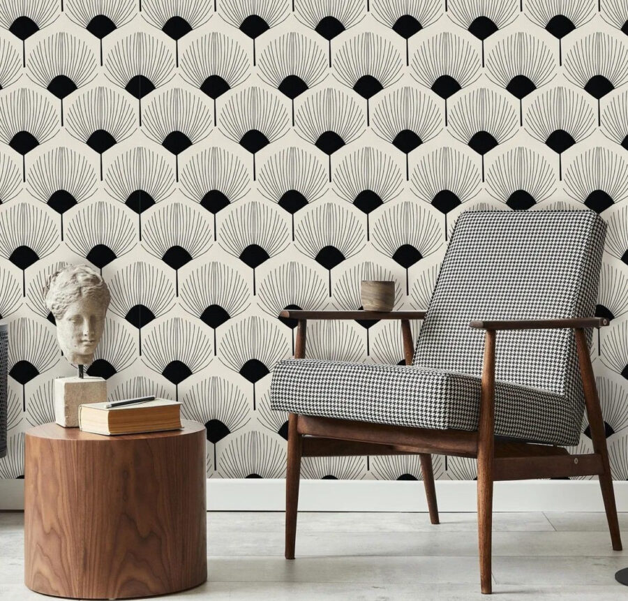 Pattern of hexagons on a black background