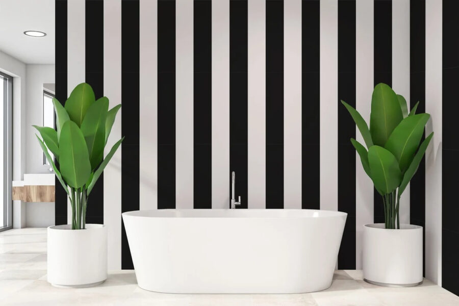 Wall murals Black and white striped background