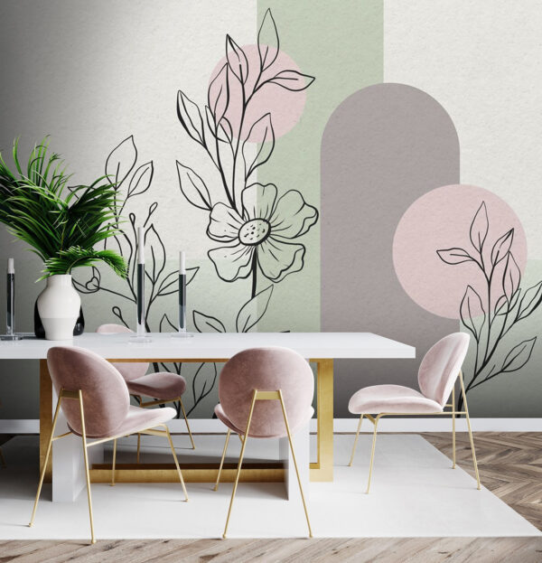 Drawing of a flower and leaves Drawing of a flower and leaves