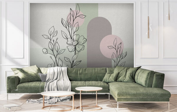 Drawing of a flower and leaves Drawing of a flower and leaves