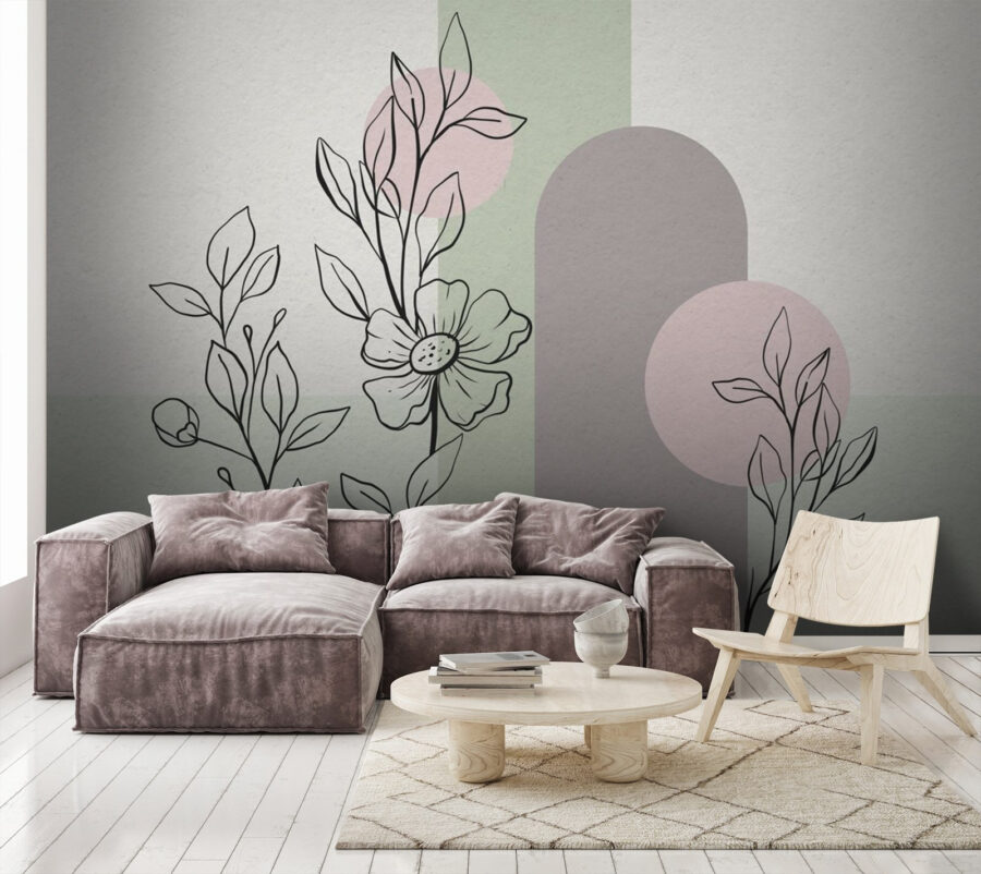 Drawing of a flower and leaves