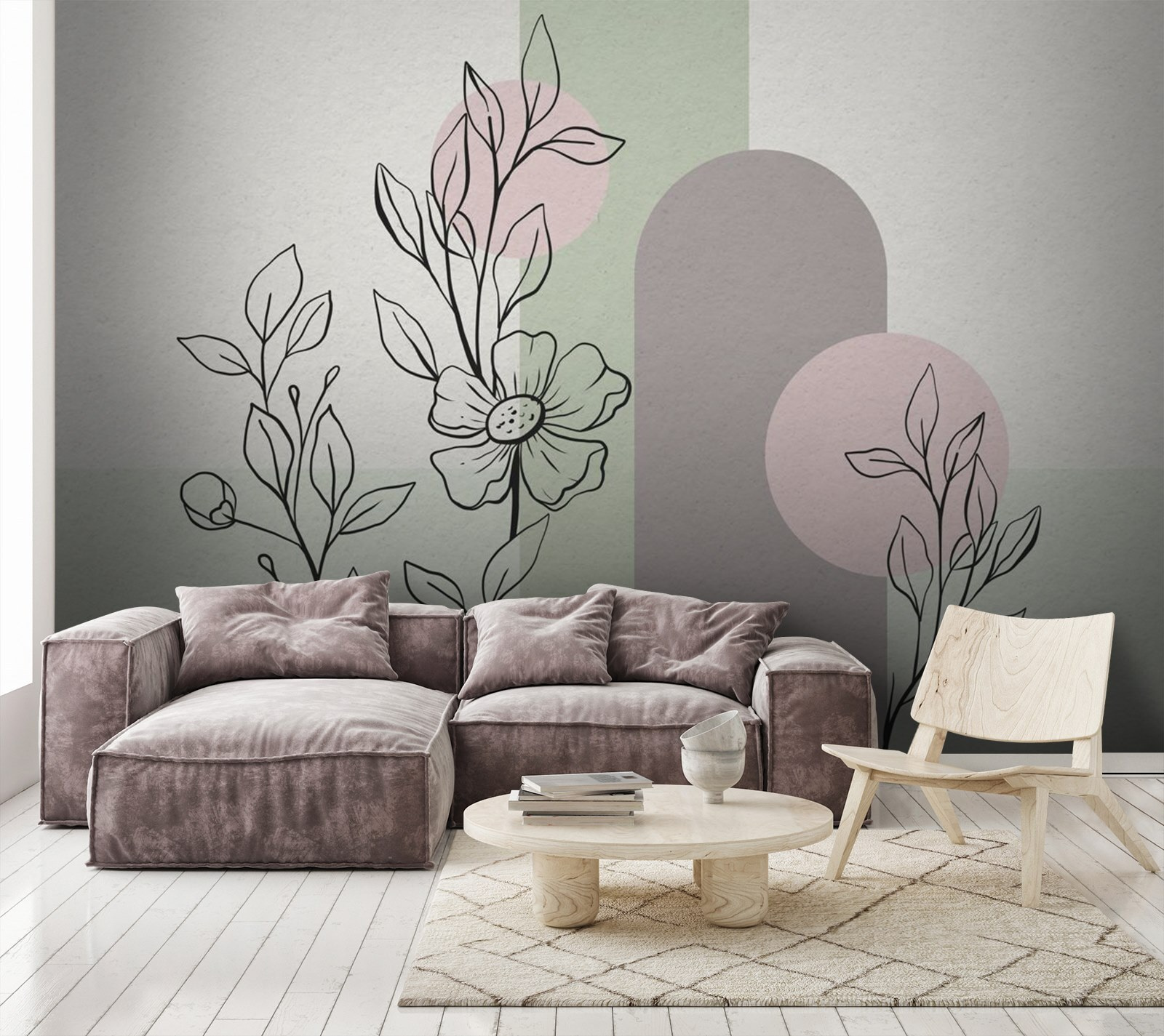 Drawing of a flower and leaves u71637pig1m - Drawing of a flower and leaves - tegory