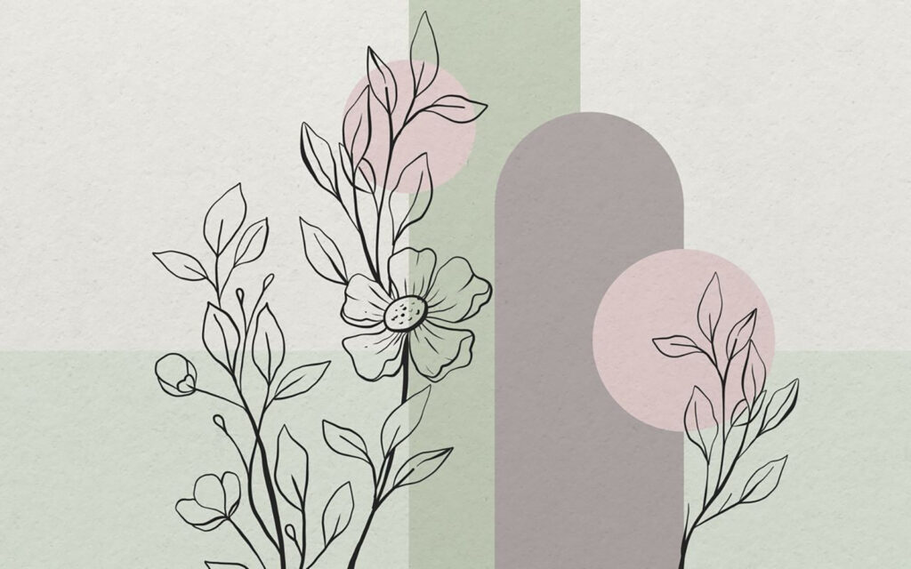 Drawing of a flower and leaves Drawing of a flower and leaves