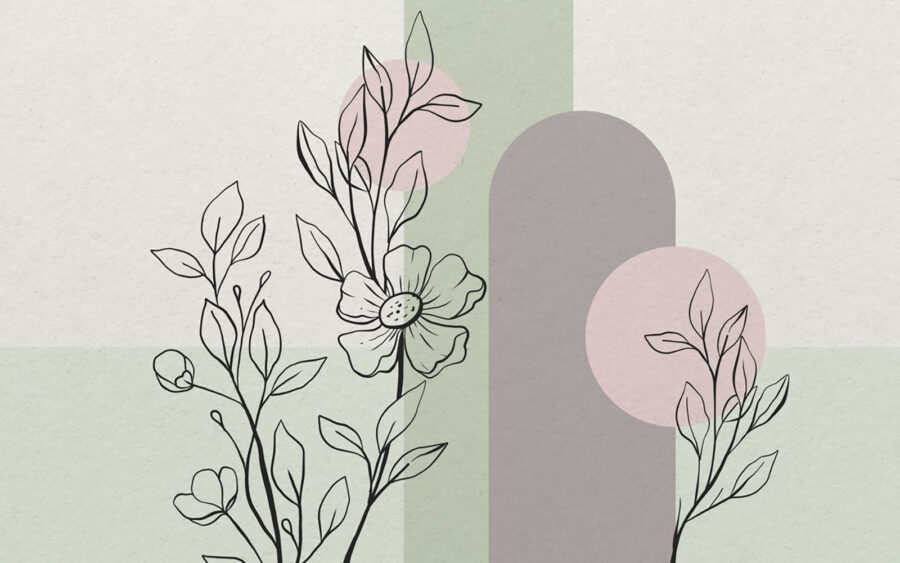 Drawing of a flower and leaves
