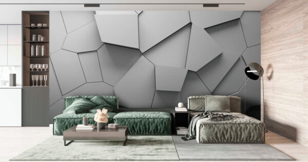 White wall with many irregular shapes White wall with many irregular shapes