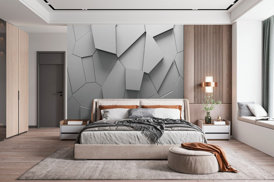 White wall with many irregular shapes