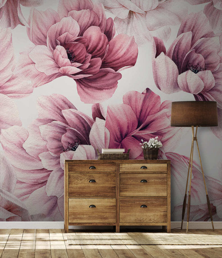 Delicate blooms in soft pastel hues.