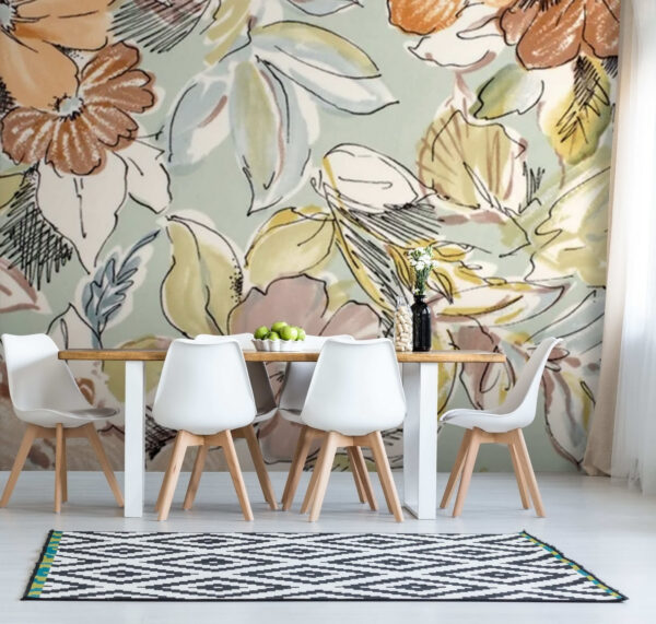 Botanical patterns in soft pastel hues. Botanical patterns in soft pastel hues.