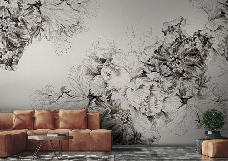 Drawing of flowers on a white background Drawing of flowers on a white background