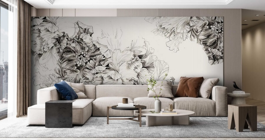 Drawing of flowers on a white background Drawing of flowers on a white background