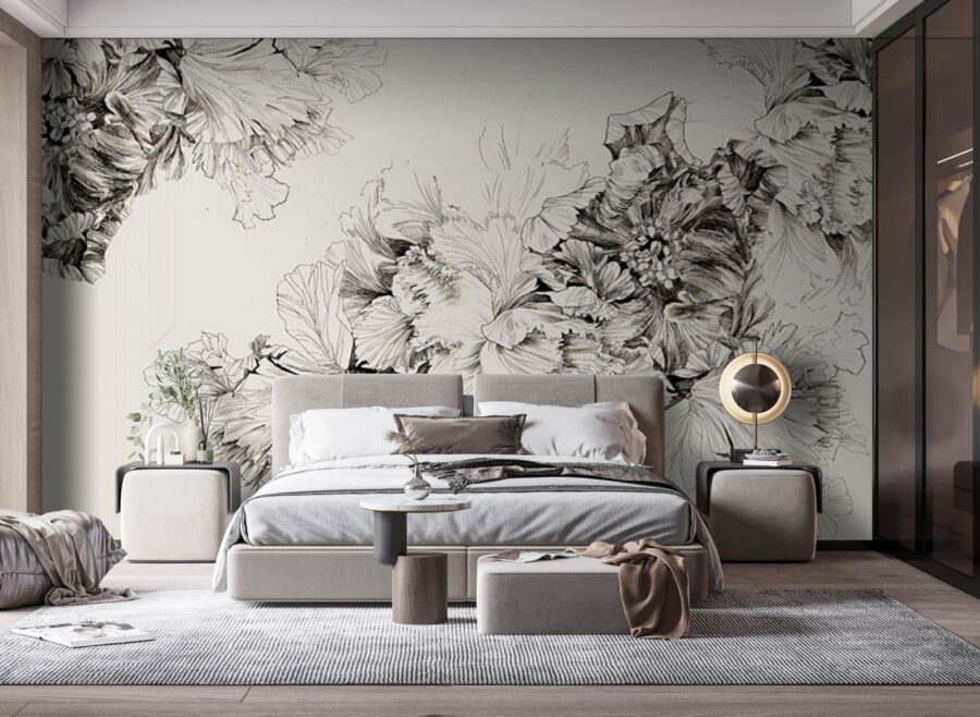 Drawing of flowers on a white background Drawing of flowers on a white background