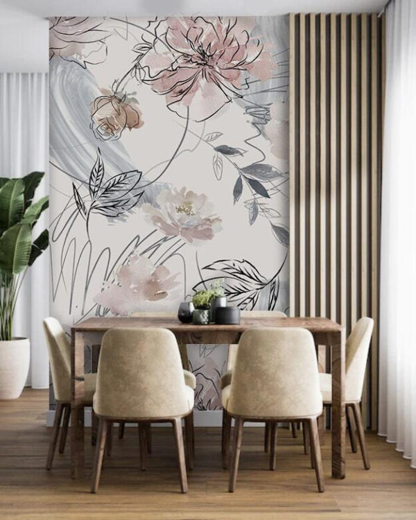 Floral pattern with black and white flowers Floral pattern with black and white flowers