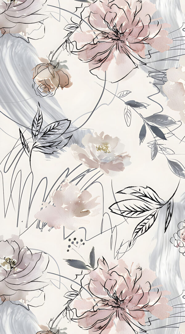 Floral pattern with black and white flowers Floral pattern with black and white flowers