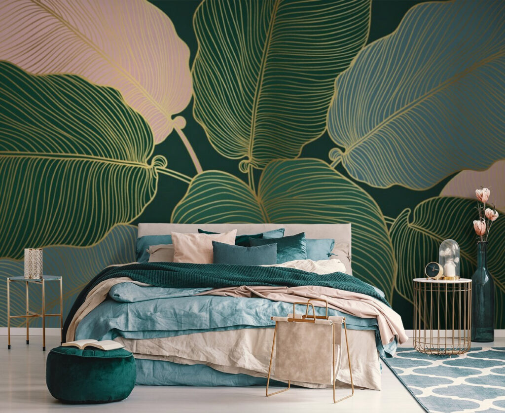 Tropical leaves with elegant lines