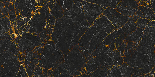 Black marble with amber veining. Black marble with amber veining.