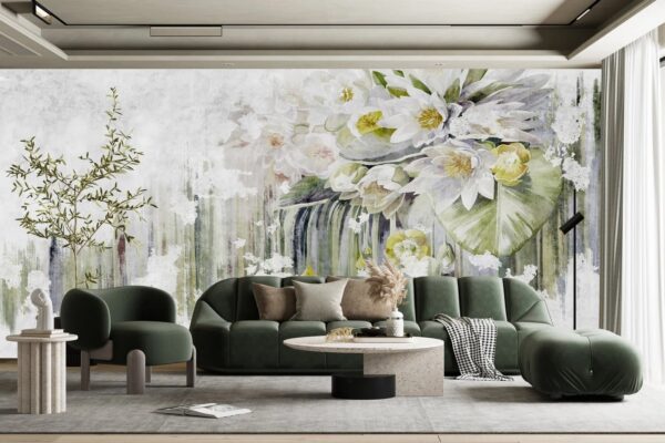 Painting of flowers on a white background Painting of flowers on a white background
