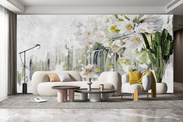 Painting of flowers on a white background Painting of flowers on a white background
