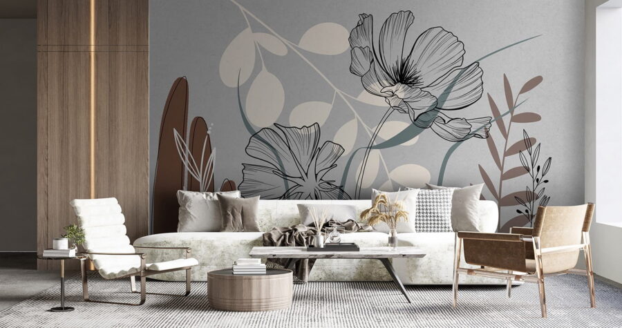 Drawing of flowers and leaves Drawing of flowers and leaves