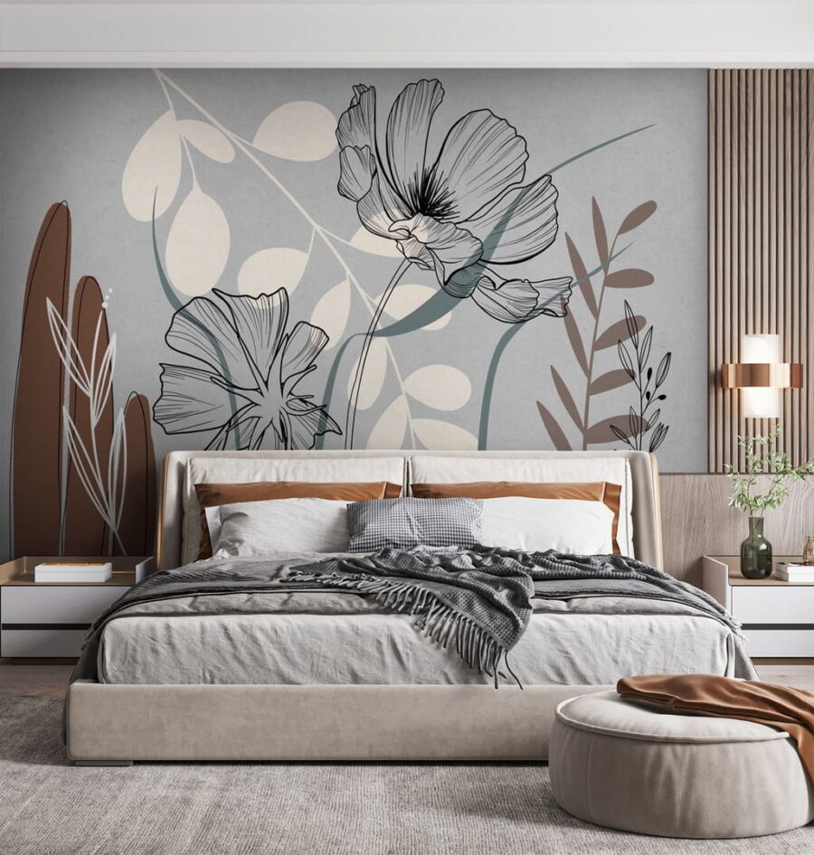 Drawing of flowers and leaves Drawing of flowers and leaves