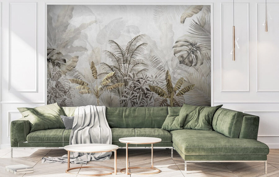 Tropical leaves in soft silhouette