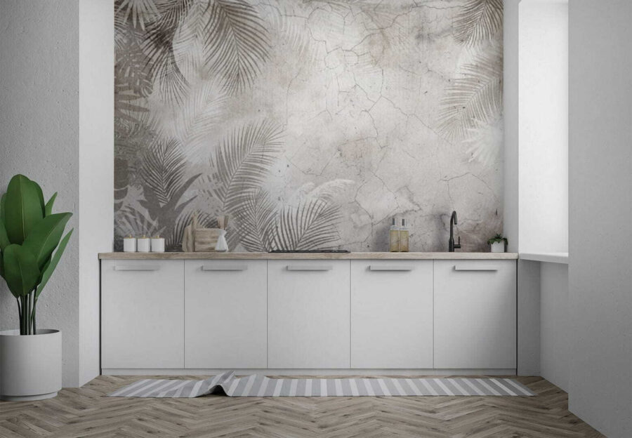 Wall murals Wall with palm leaves - Image 3