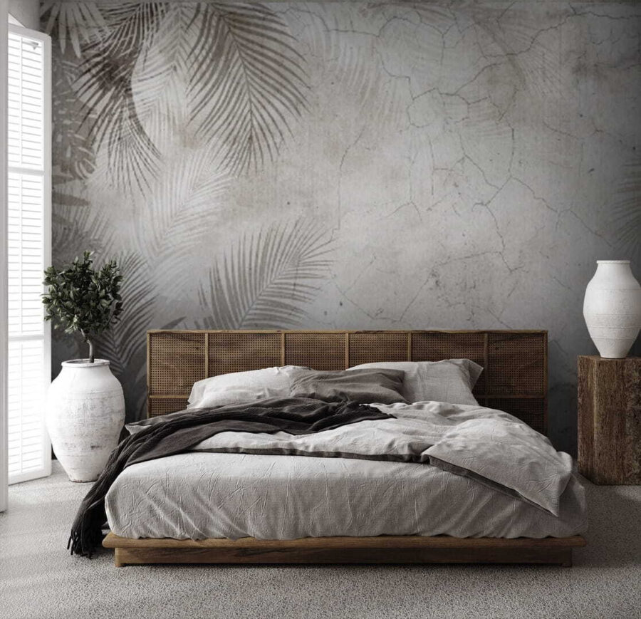 Wall murals Wall with palm leaves
