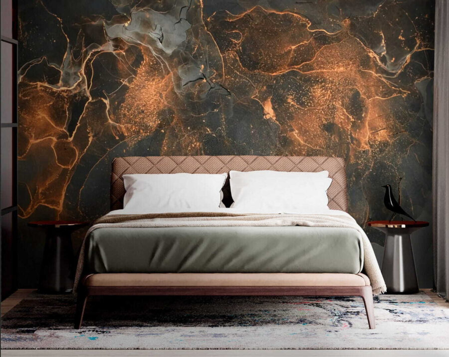 Black and orange marbled surface Black and orange marbled surface