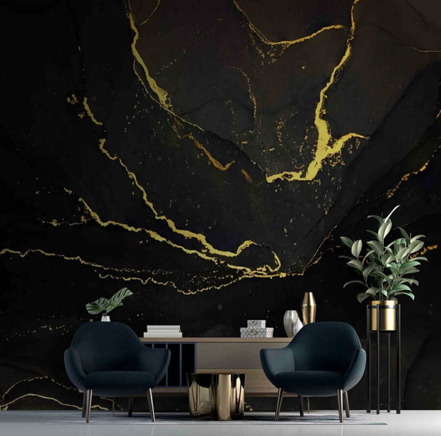 Elegant black marble with yellow veins