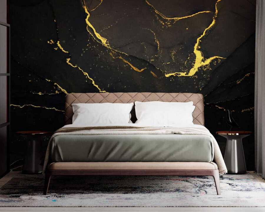 Elegant black marble with yellow veins