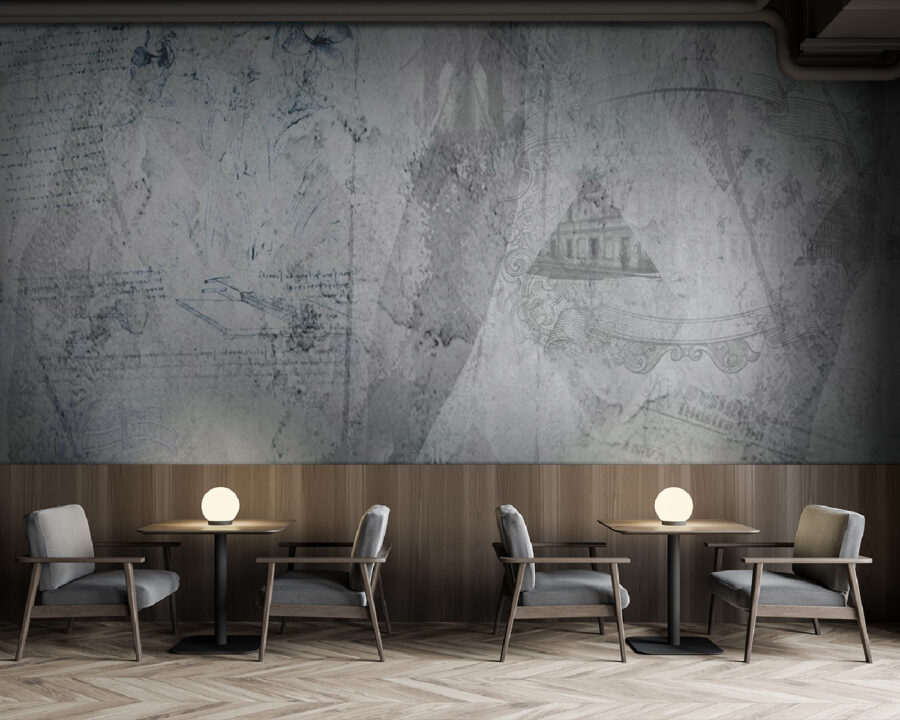 Grey and white wallpaper with drawings u68154piz137 900x720 - Grey and white wallpaper with drawings - tegory
