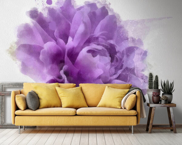 Purple flower with paint splashes Purple flower with paint splashes