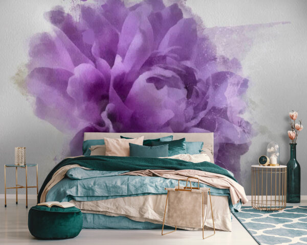 Purple flower with paint splashes Purple flower with paint splashes