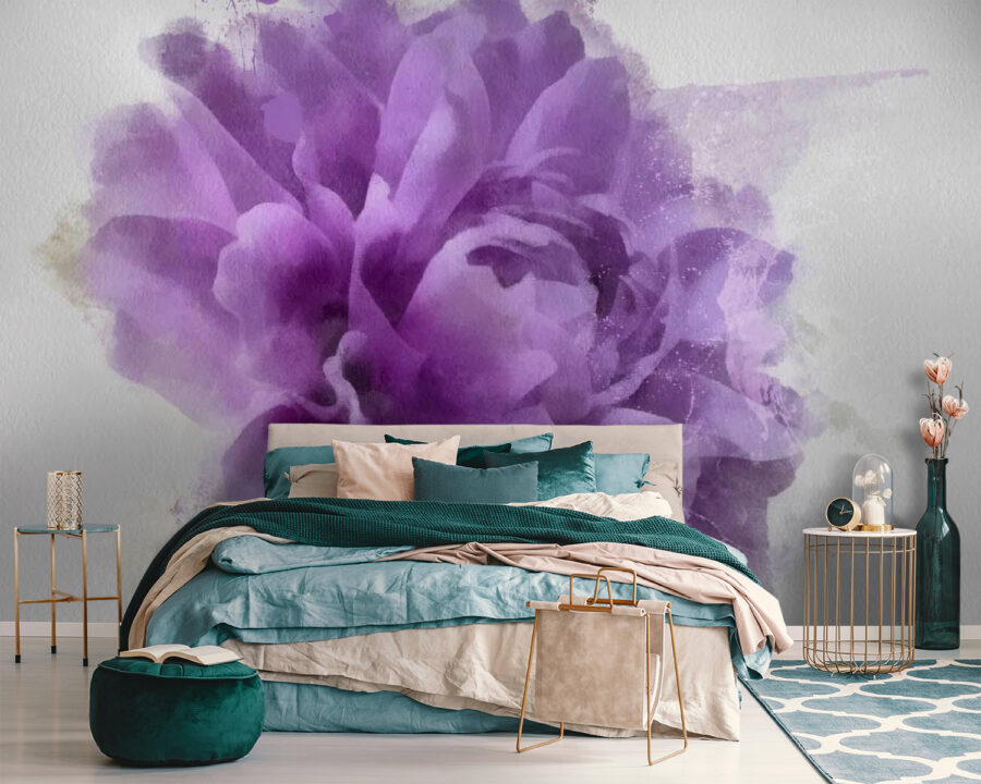 Purple flower with paint splashes