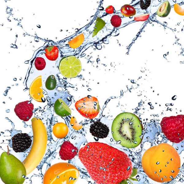 Fruit splashing into water Fruit splashing into water
