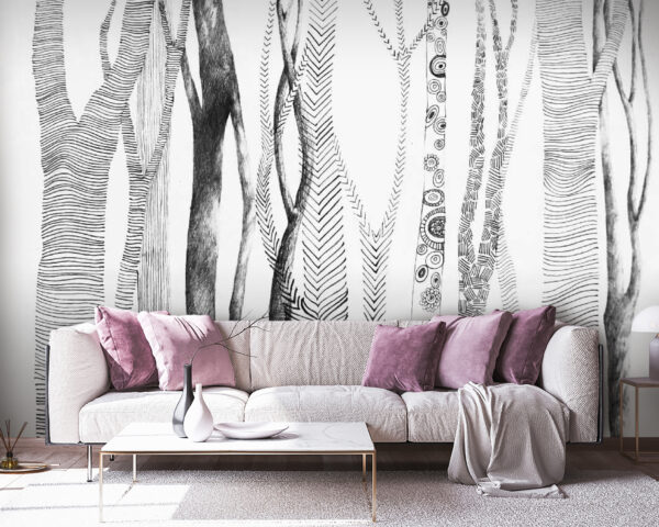 Drawing of trees with lines on it Drawing of trees with lines on it